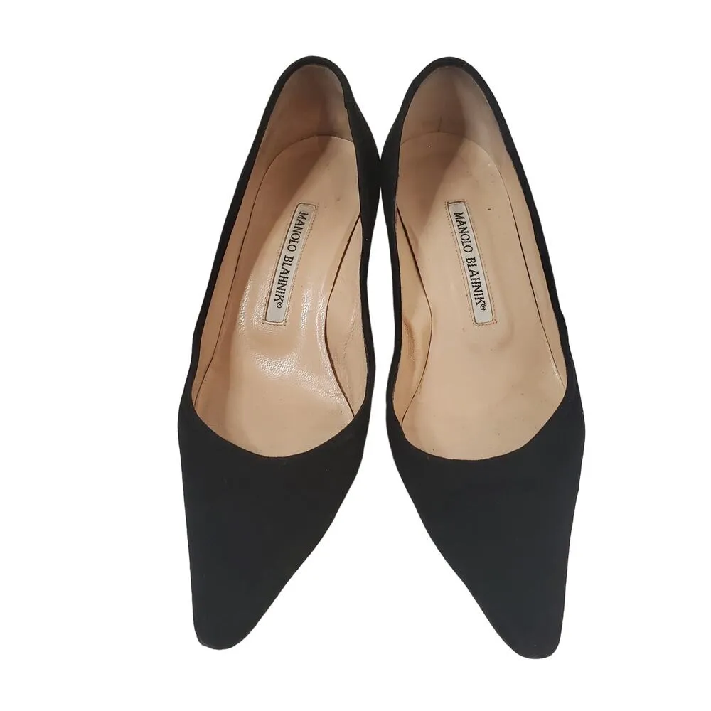 MANOLO BLAHNIK VARENNA pumps #35.5 shoes heels Suede Black - Image 6