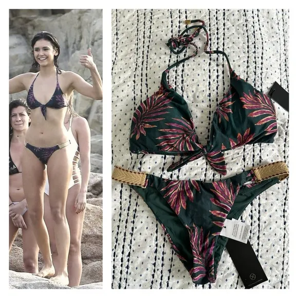 ViX Leaves Retro Jute Bikini Green D Cup L Set Size L - Image 2