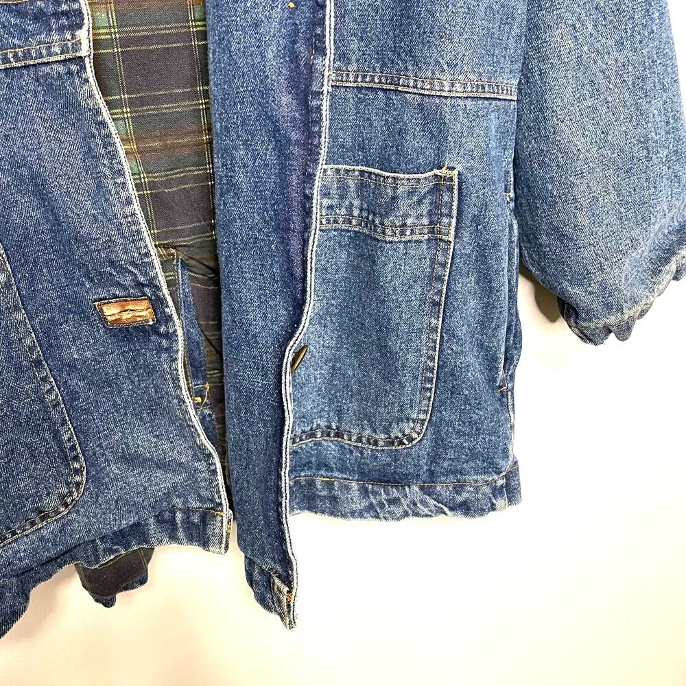 Laurice Outerwear Vintage 90s Denim Flannel Lined Button Up Jacket size Large - Image 13