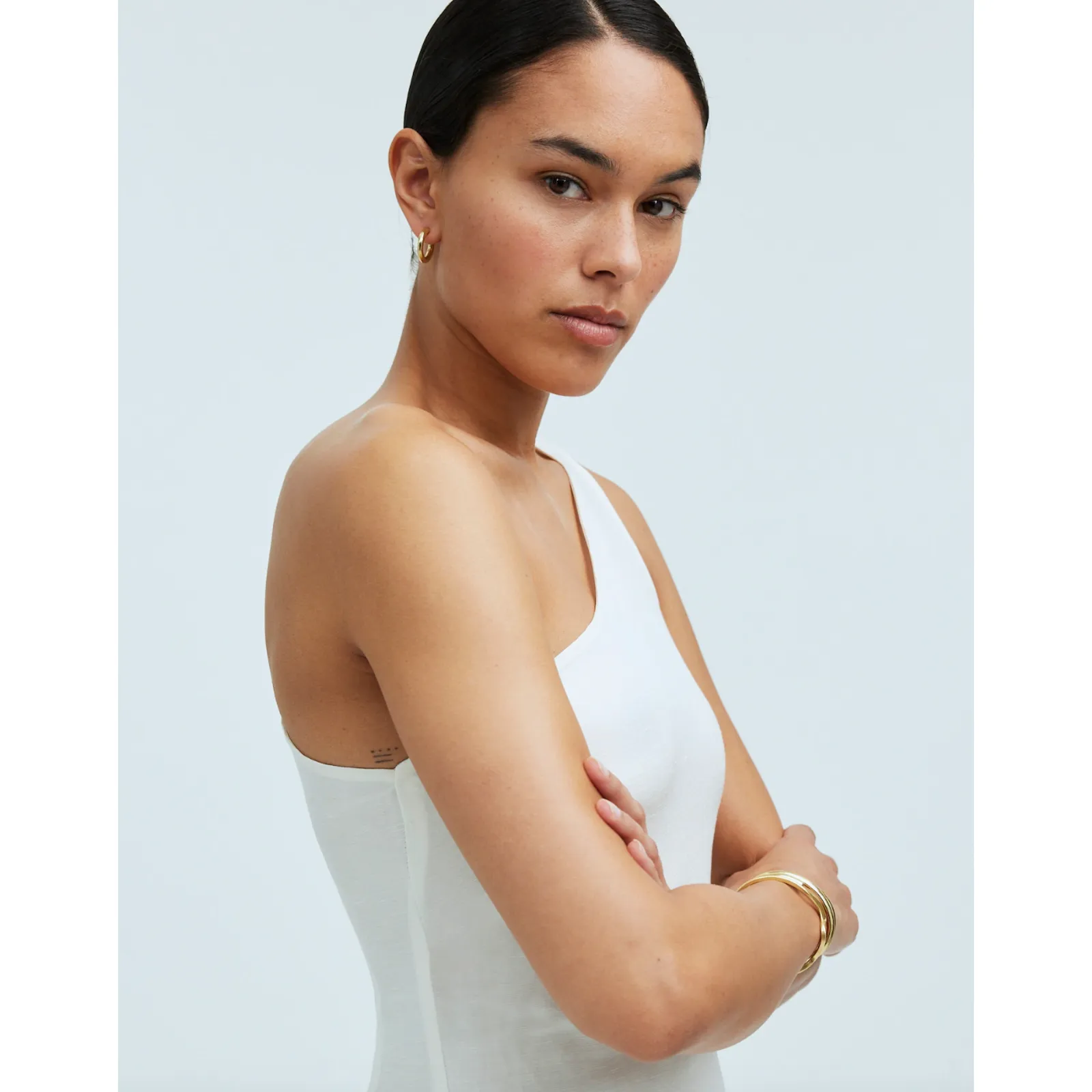 Madewell One Shoulder Midi Dress Linen Blend Lighthouse Minimalist US 6 NWT - Image 3