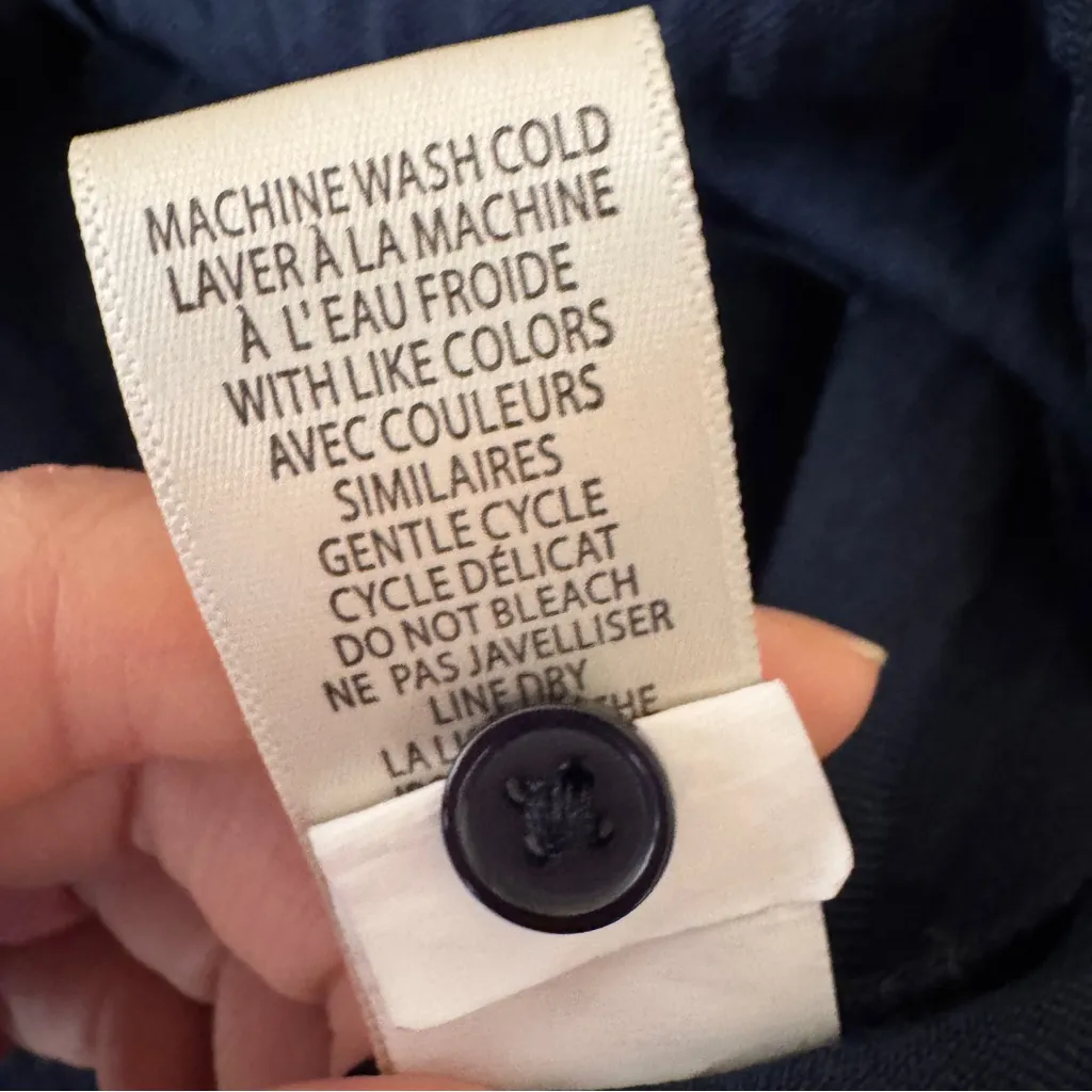 Max Studio Navy Blue Wide Leg Jumpsuit Womens M Short Sleeve Classic Preppy Work - Image 2