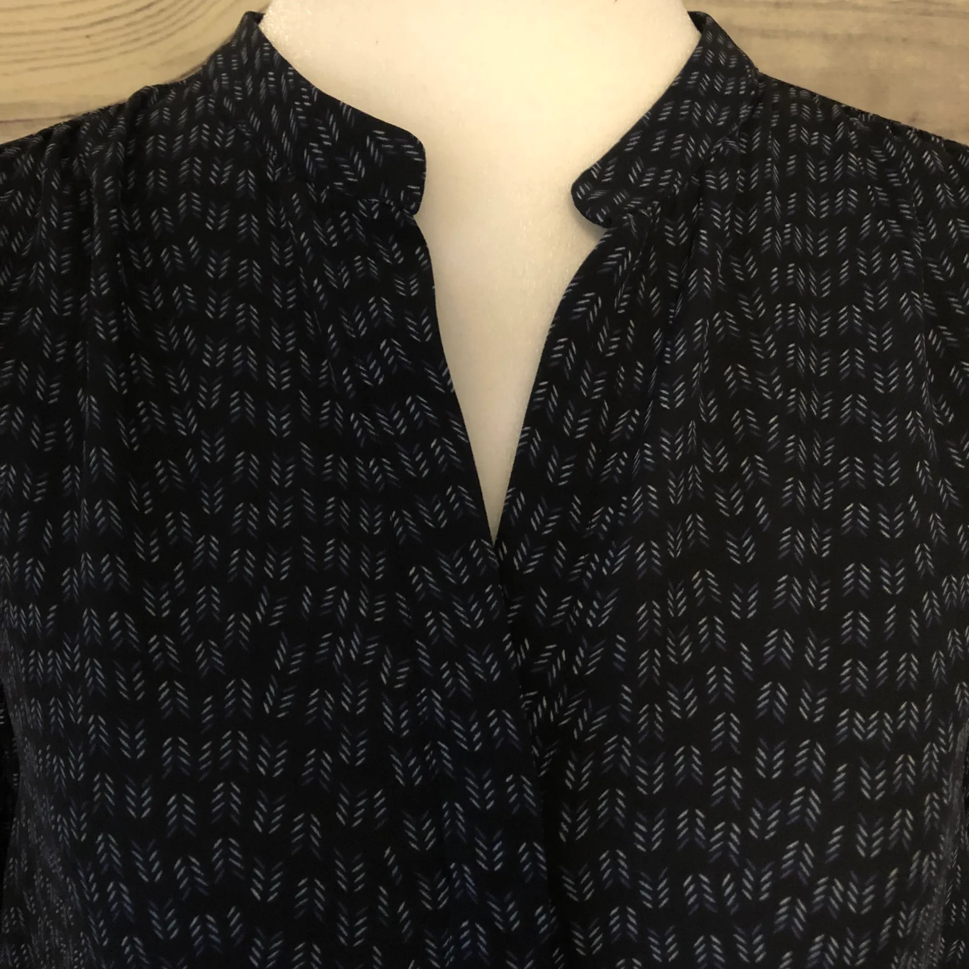 Navy Blue Patterned Long Sleeve Dress - Image 4