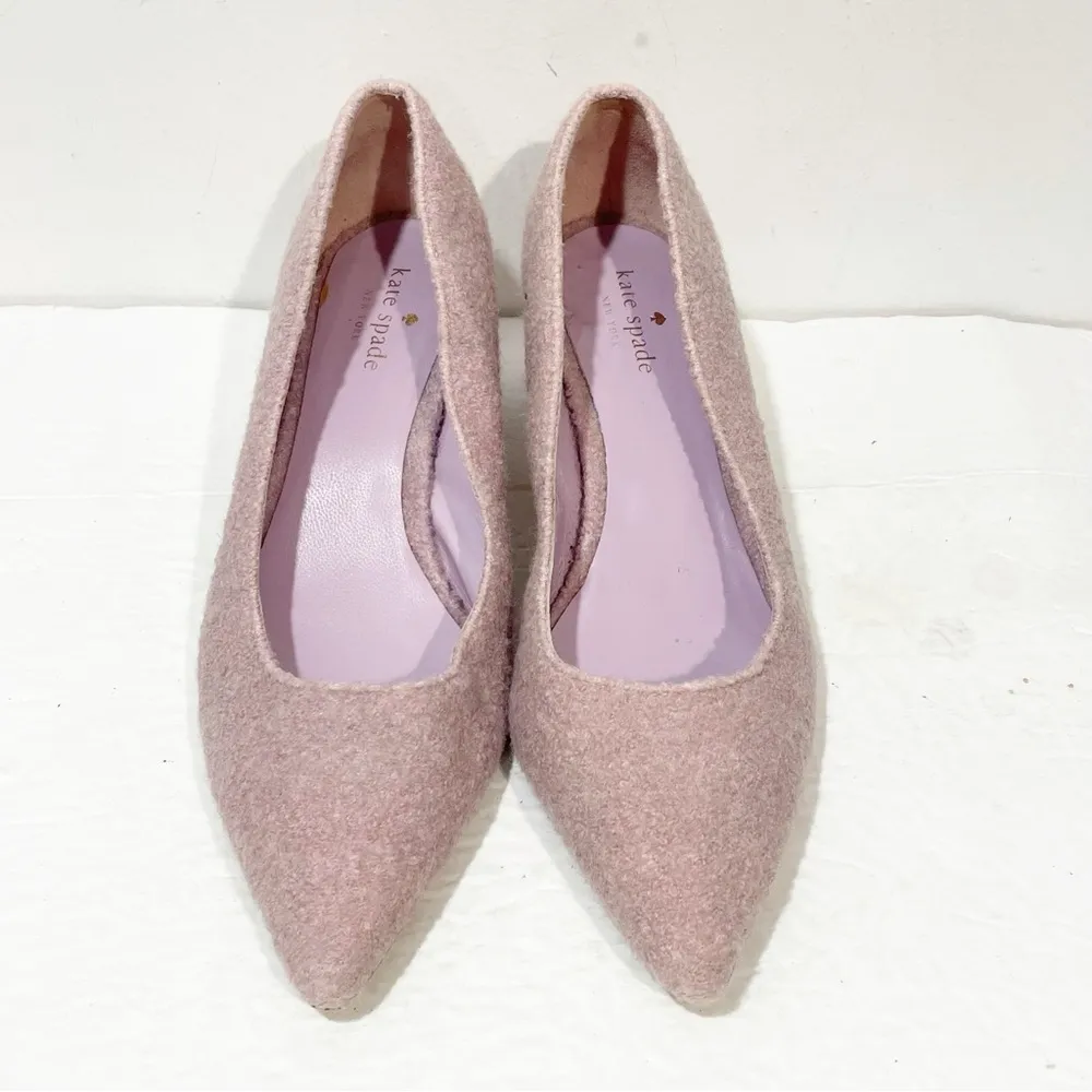 Kate Spade 9.5 Madlyne Lavender Winter Wool Pumps Block Heel Pointed Toe Shoes - Image 2