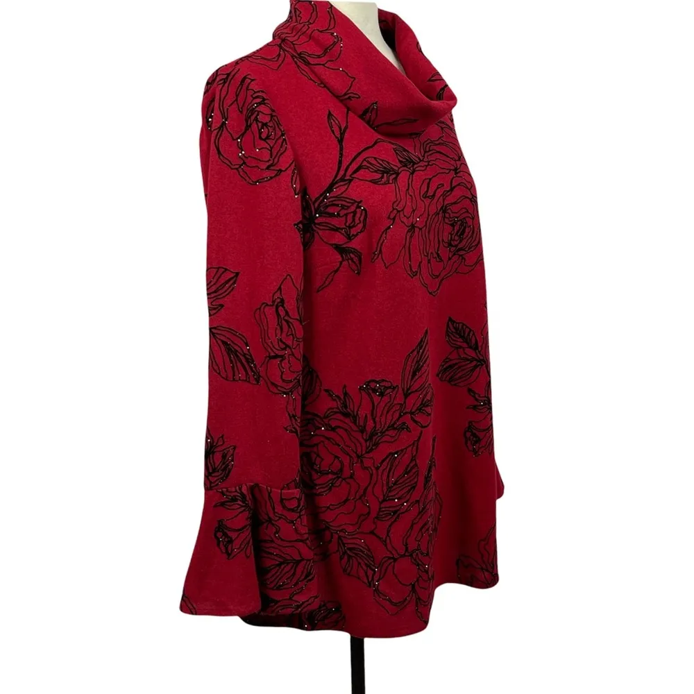 Coco Bianco Floral Mock-Neck Top Size L - Image 5