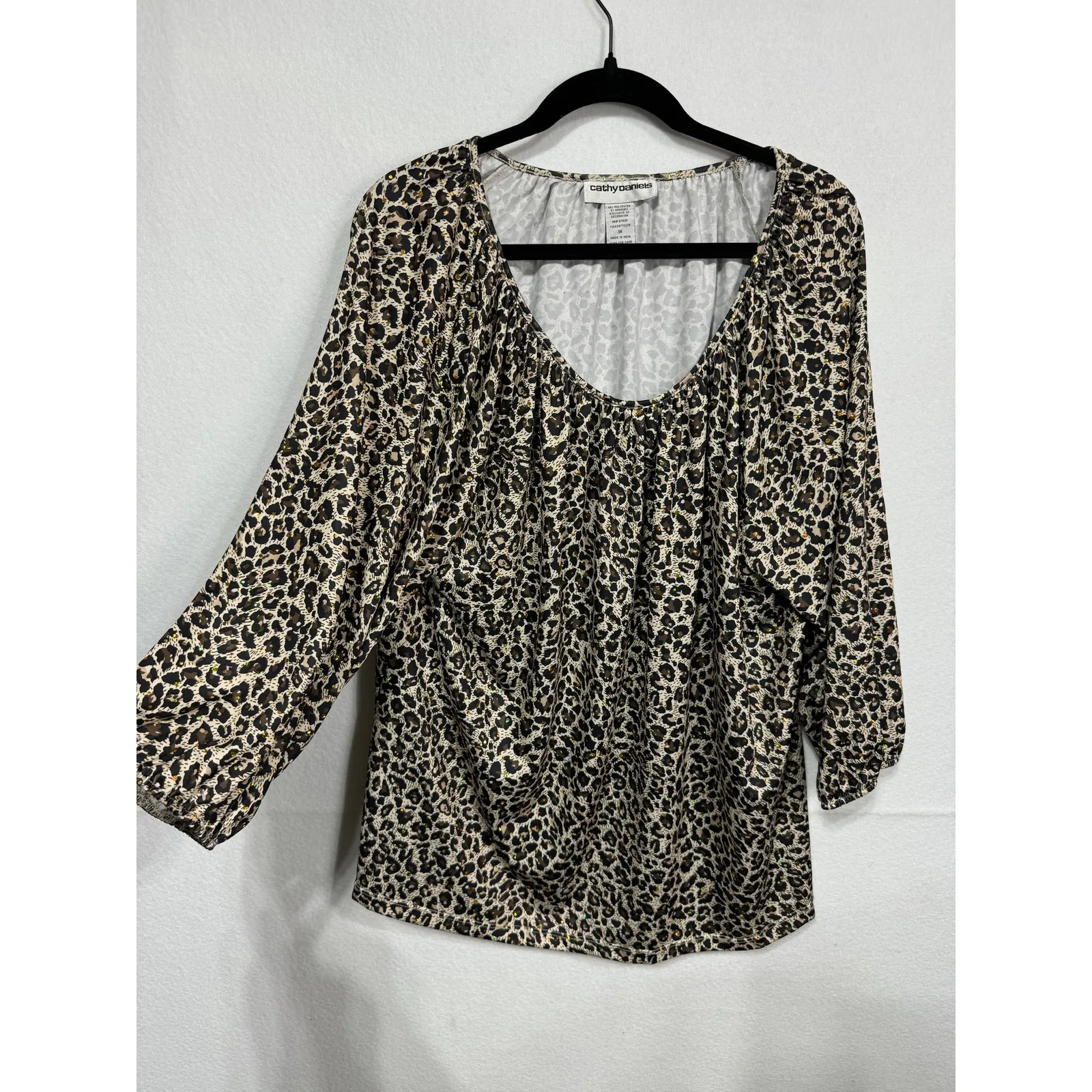 Cathy Daniels Vintage Y2K Leopard Animal Print Scoop Neck Blouse Plus Size 1X‎ - Image 5