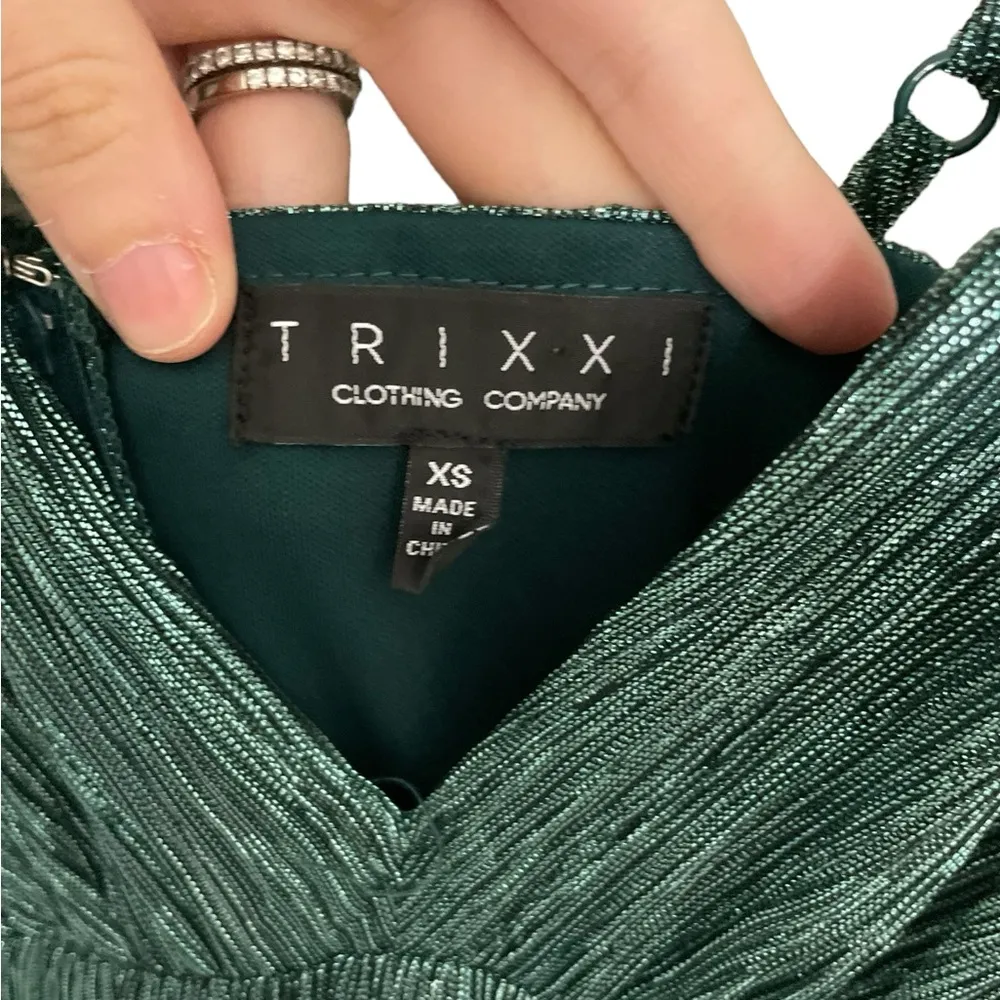 Trixxi NWT Green Metallic Hunter Strappy Mini Dress Prom Homecoming XS - Image 3