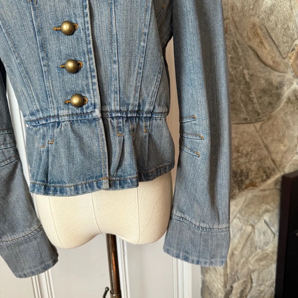 Vintage 90s Denim Steampunk Battalion Style Jacket - Image 2