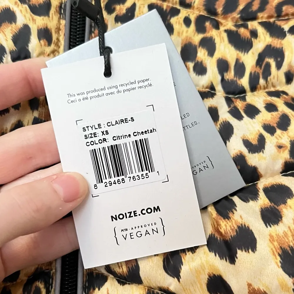 NWT Noize Vegan Claire Mid Length Puffer Coat Citrine Cheetah Size XS - Image 12