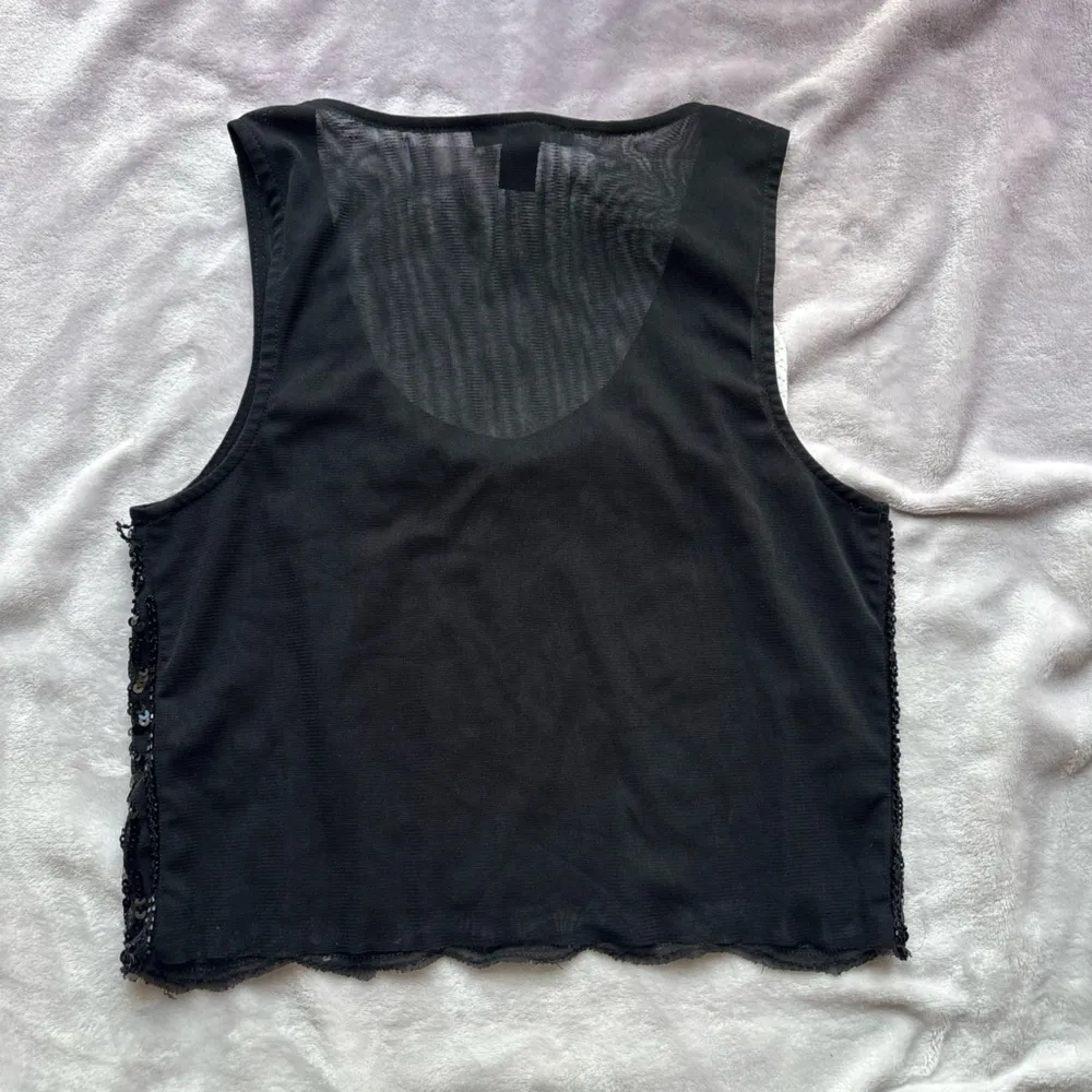 Black Sequin and beaded micro mesh sheer Embellished Top - Image 6