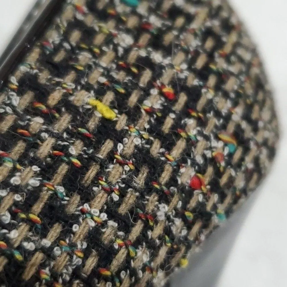 Anne Michelle Black Multicolor Tweed Open Toe Pumps Size 8 - Image 12