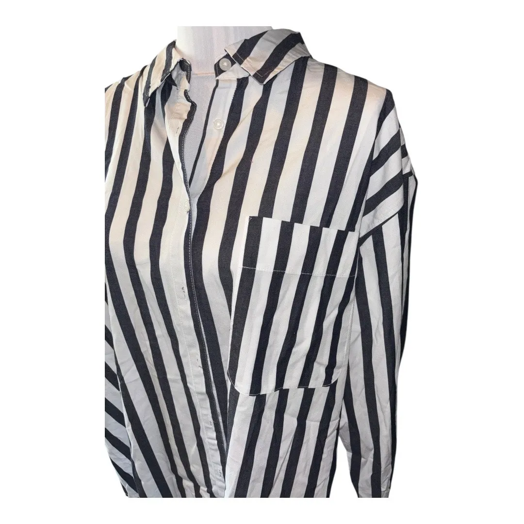 a new day Gray & White Striped Button Down Size XXL - Image 4