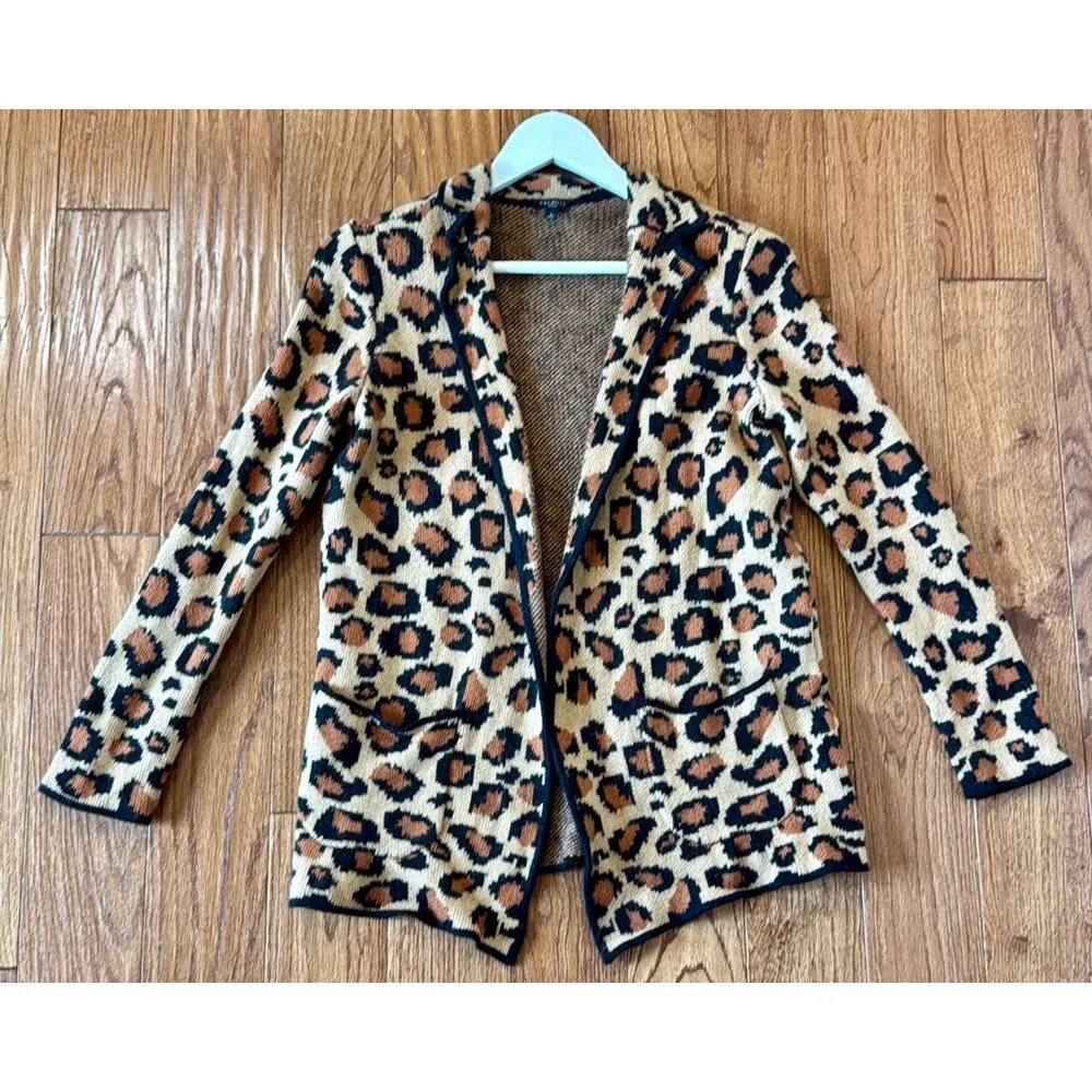 Talbots wool blend leopard sweater blazer cardigan small petite - Image 8