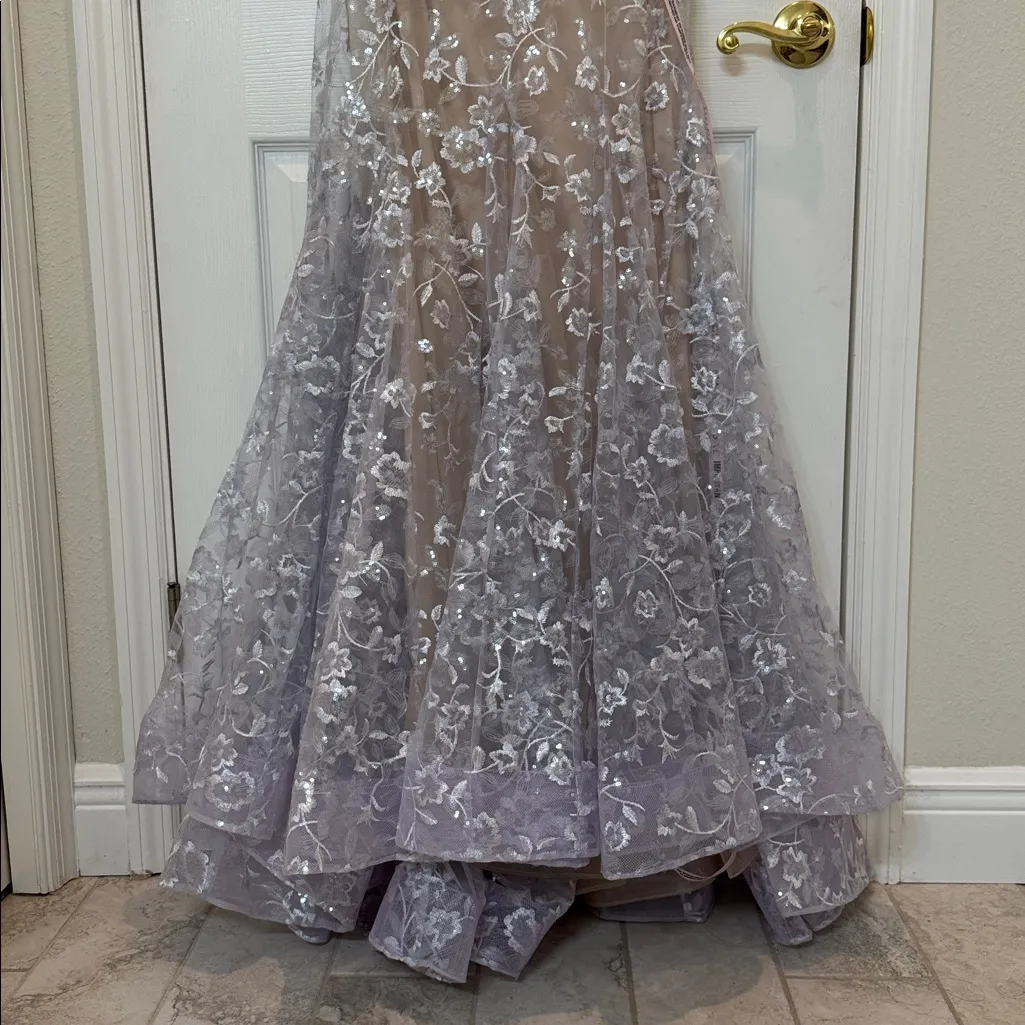 NWT Mac Duggal 79357 Embellished Cap Sleeve Illusion Neck Trumpet Gown Size 6 - Image 10
