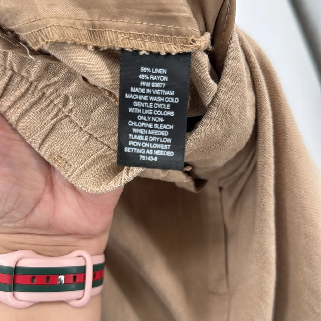 Worthington Beige Wide Leg Crop Pants linen blend office neutral casual XXL - Image 10