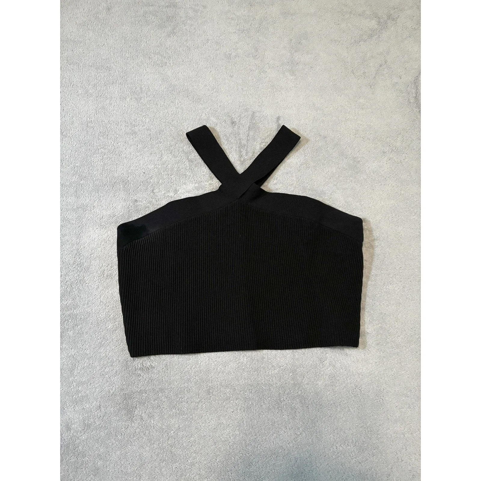 Aritzia Babaton Sculpt Knit Criss Cross Cropped Tank Top Black 2XL - Image 2