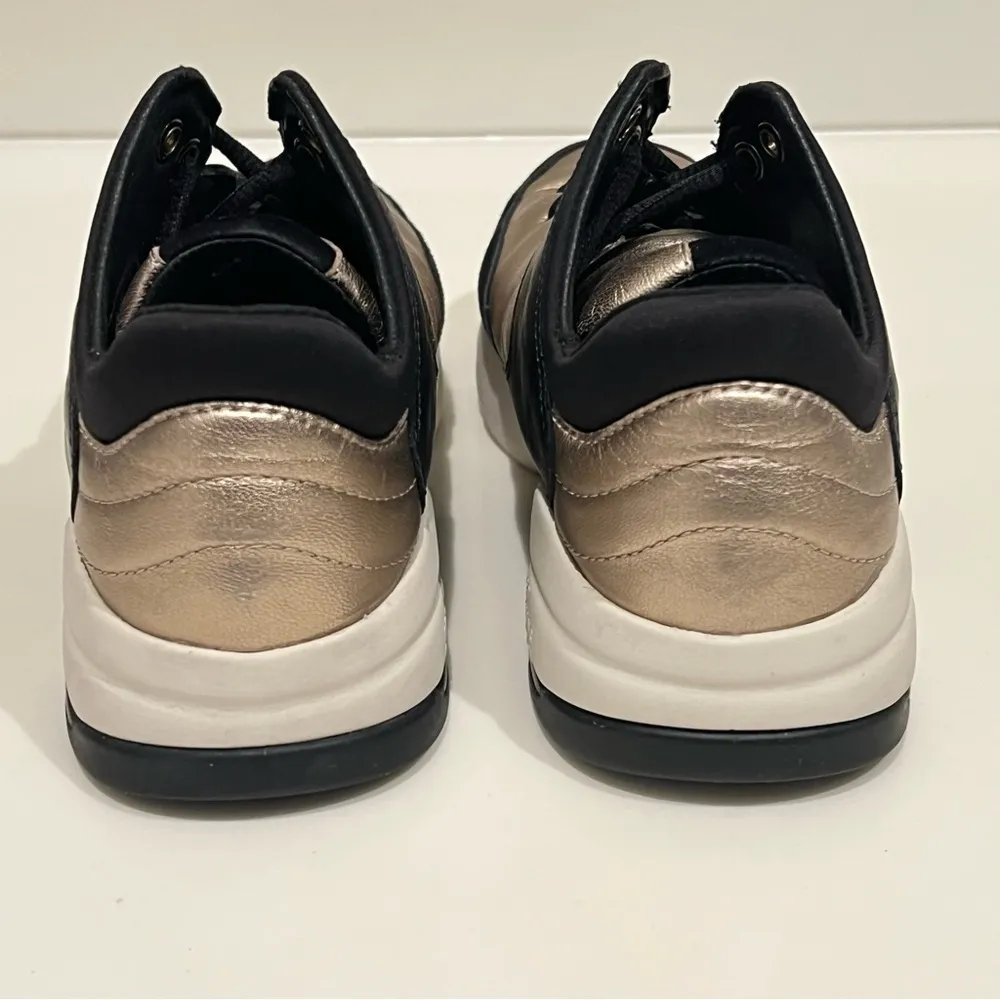 GEOX Respira walking sneakers, buttery soft leather, gold and black, size 7 - Image 9