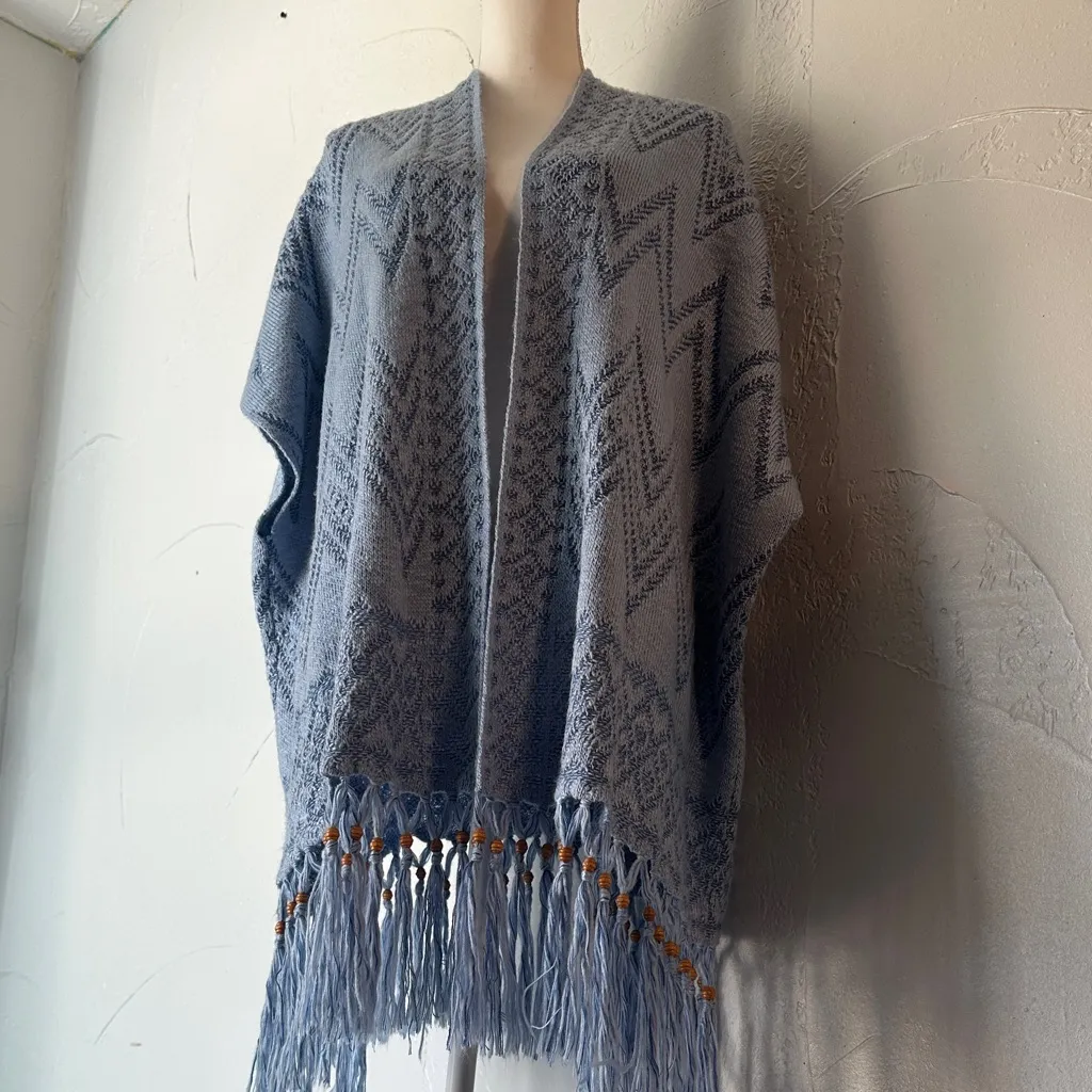 Ruby Rd. Blue Geometric Women's Poncho - Image 8