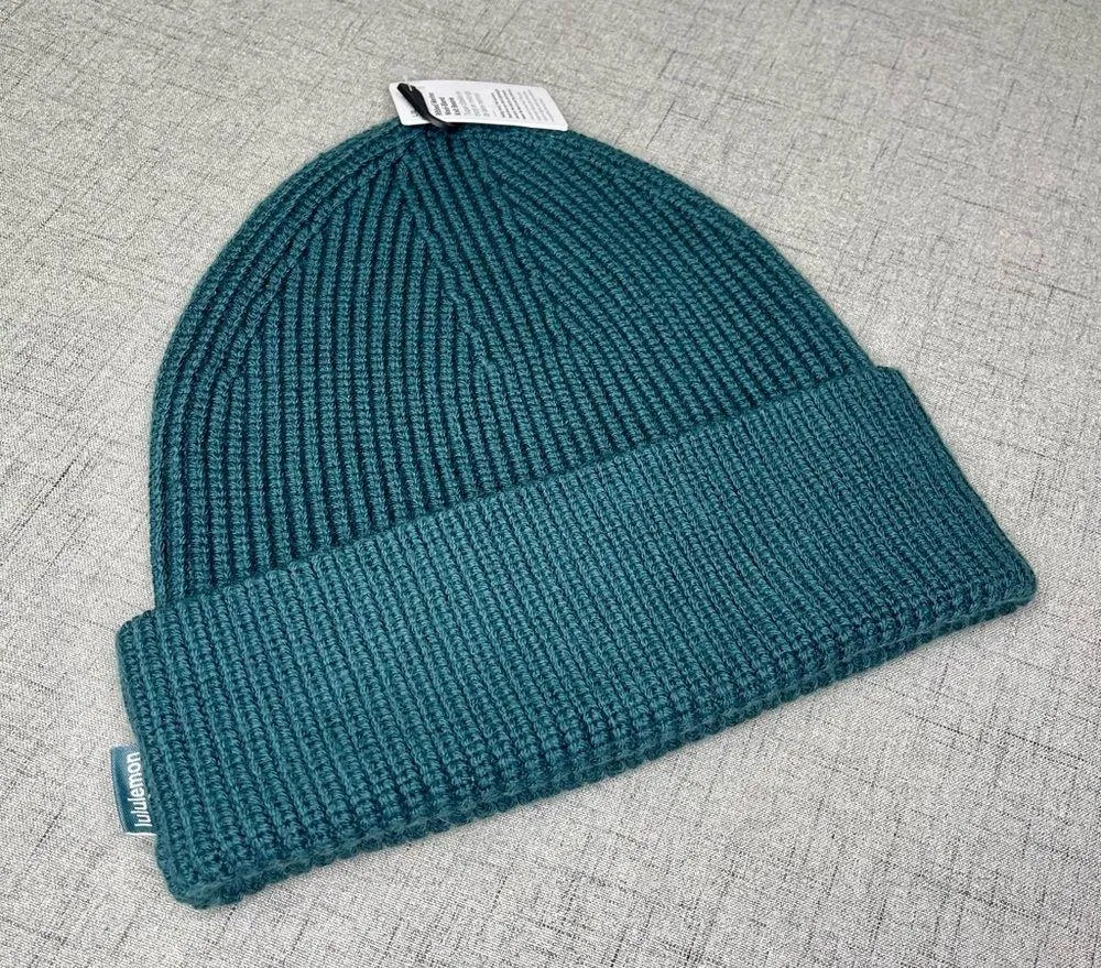 Ribbed Merino Wool Knit Beanie Winter Hat Green Jasper Nwt - Image 4