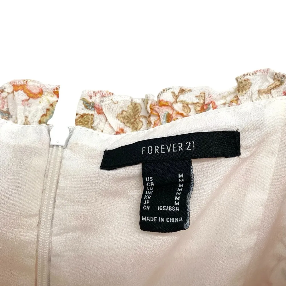 Forever 21 Puff Sleeve Floral Lace Up Babydoll Mini Dress - Image 6