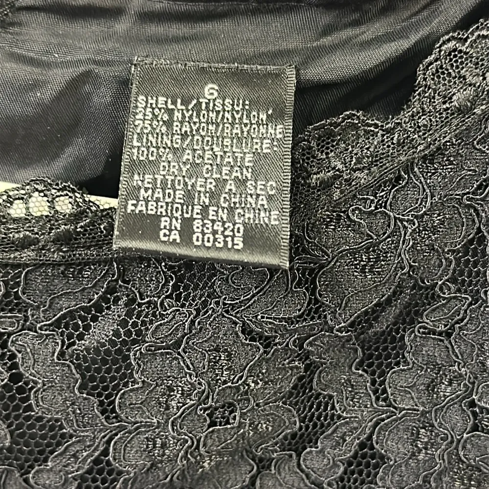 Vintage August Silk Black Lace Lagenlook Long Sleeve Zip Back Midi Dress Size 6 - Image 11