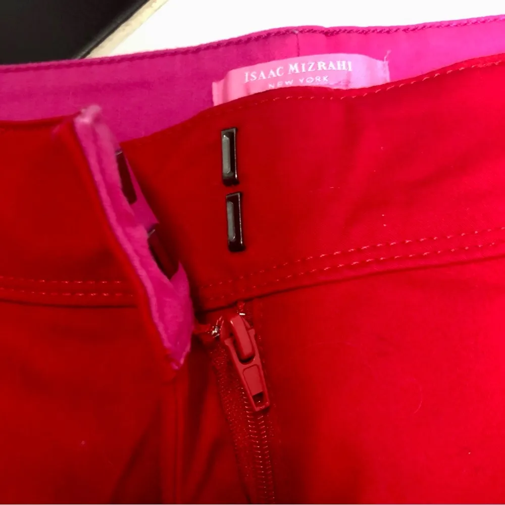 Bright Red Chino Shorts Scallop Hem High Waisted size 4 Oversized - Image 5