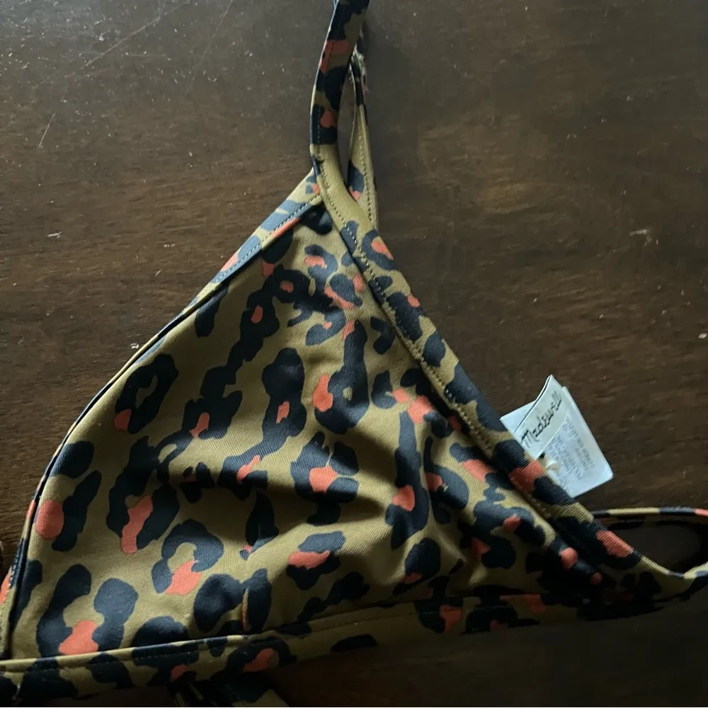 Madewell Second Wave Bralette Bikini Top Leopard Strappy XS - Image 6