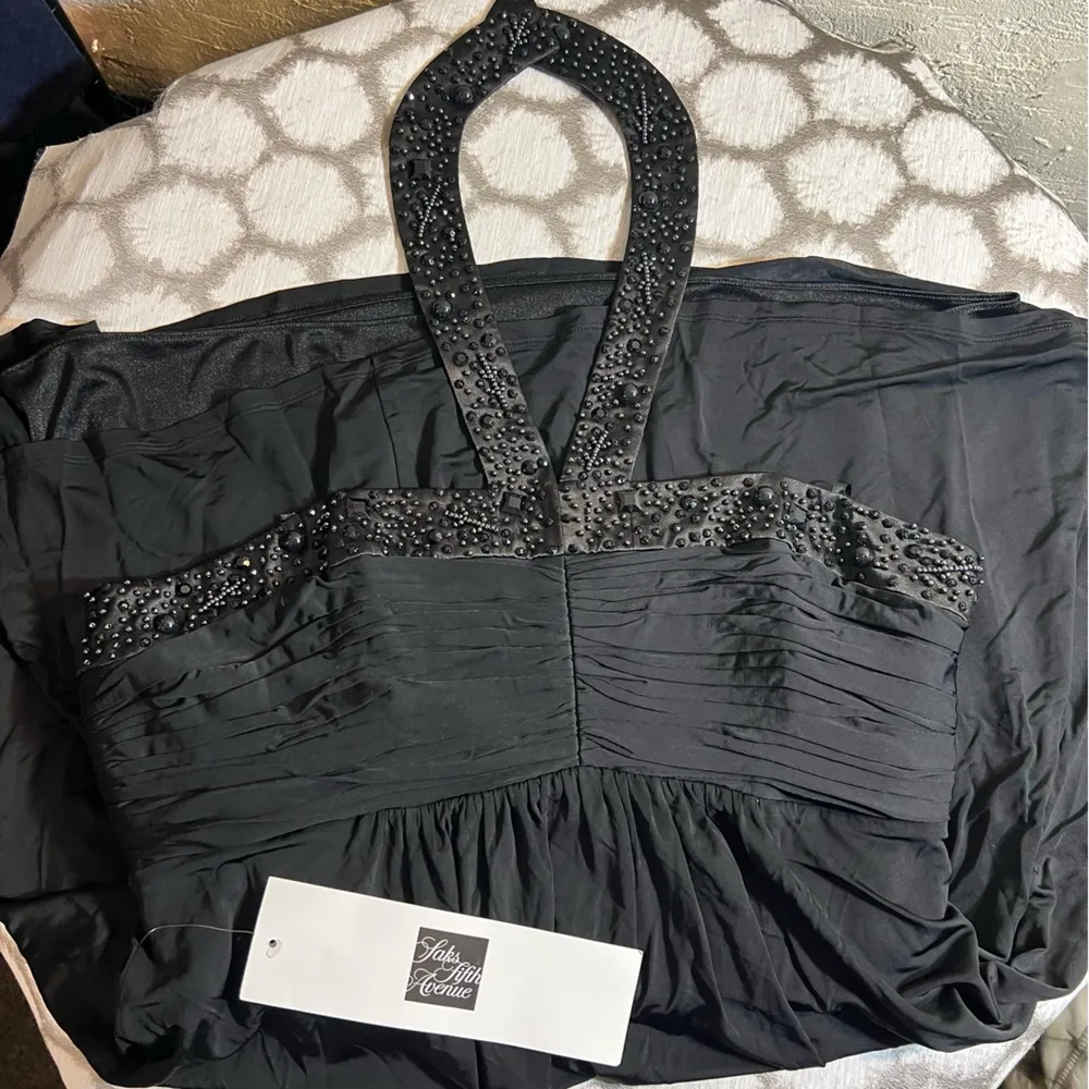 Party dress Black Beaded Halter Dress by Laundry by Shelli Segal sold at Saks - Image 2