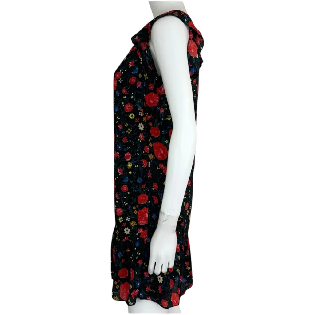 J. Crew Black Floral Mini Dress Size XS - Image 2