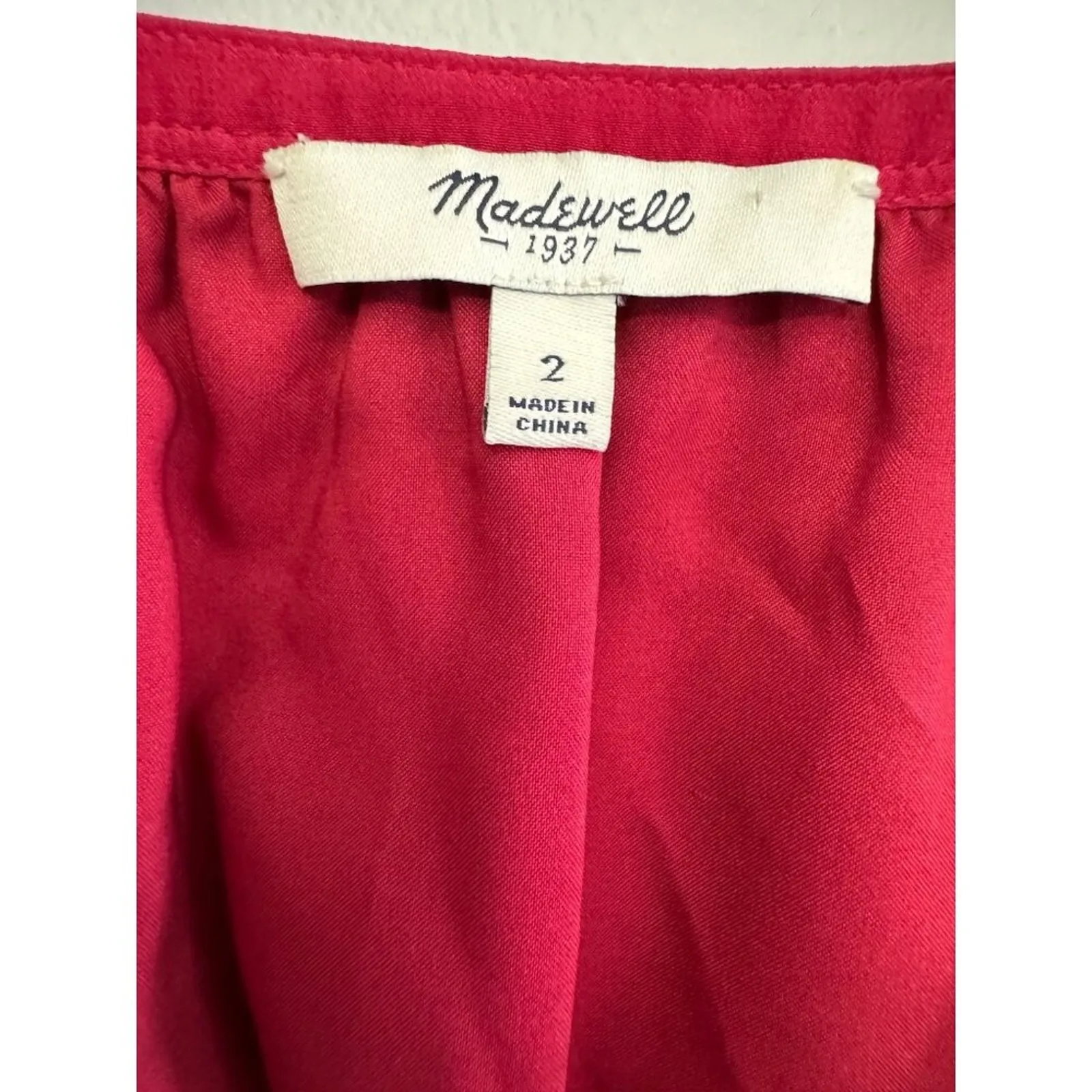 Madewell Fable Romantic Red Silk V Neck Casual Preppy Lightweight Dress size 2 - Image 2