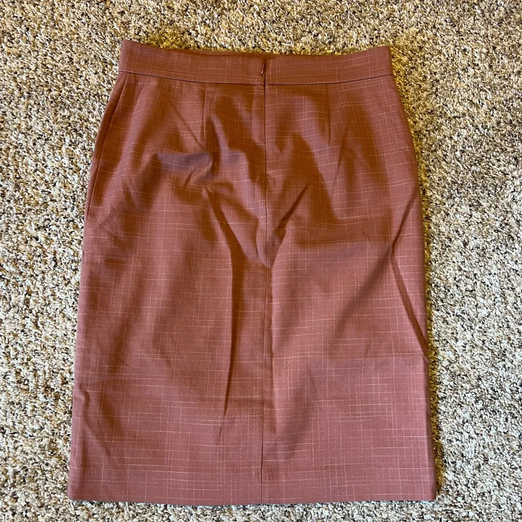 ❤️ Ann Taylor Pink Crosshatch Pattern Pencil Skirt with foldover wrap Design - Image 2