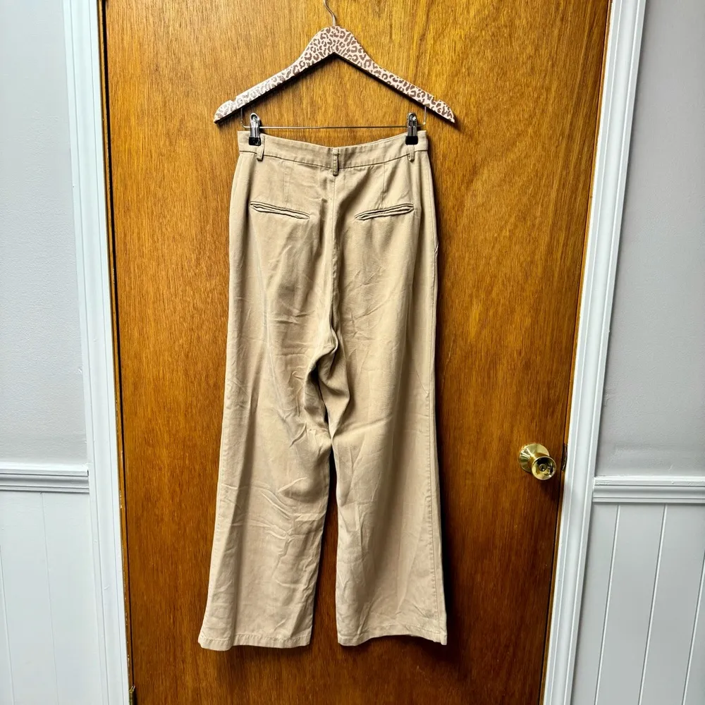 Reformation Mason Wide Leg Pants Trousers Tencel Lyocell Khaki Tan 6 Short - Image 12