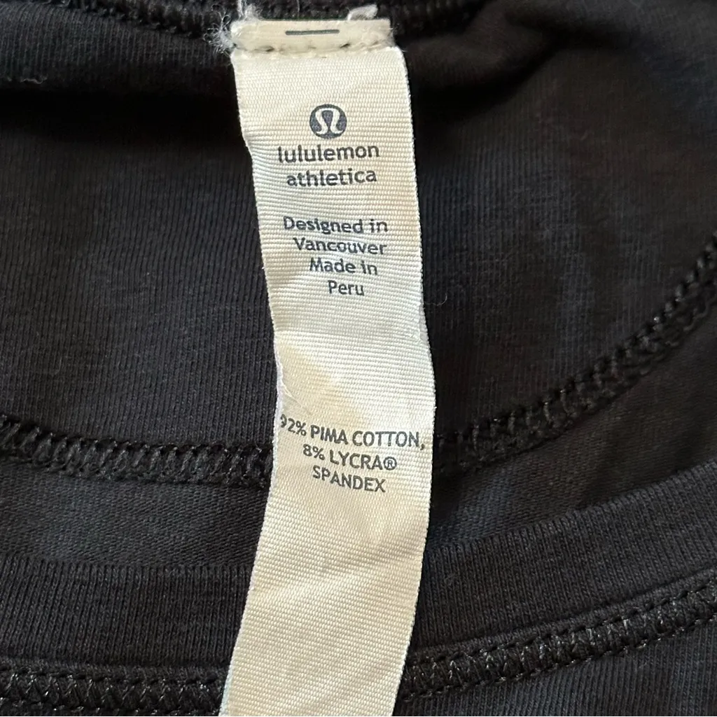 Lululemon Women’s Sz 4 Black Cotton Blend Slim Git Crewneck Short Sleeve T-Shirt - Image 4
