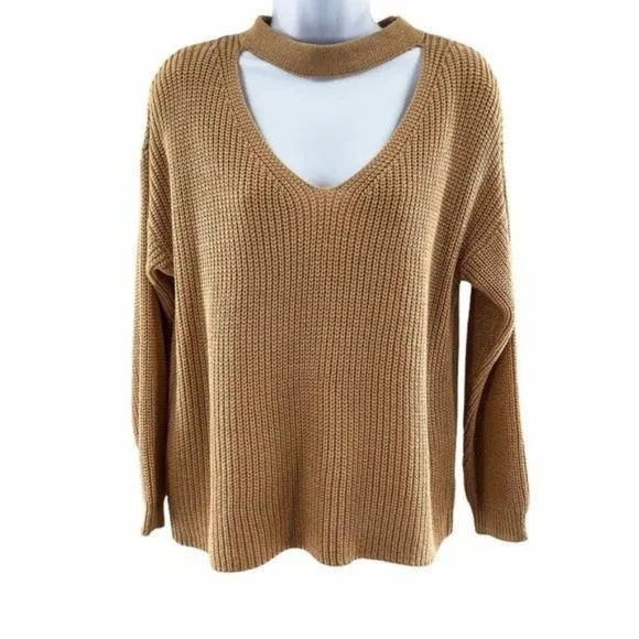 Fab'rik Tan Knit Keyhole Long Sleeve Sweater S/M - Image 8