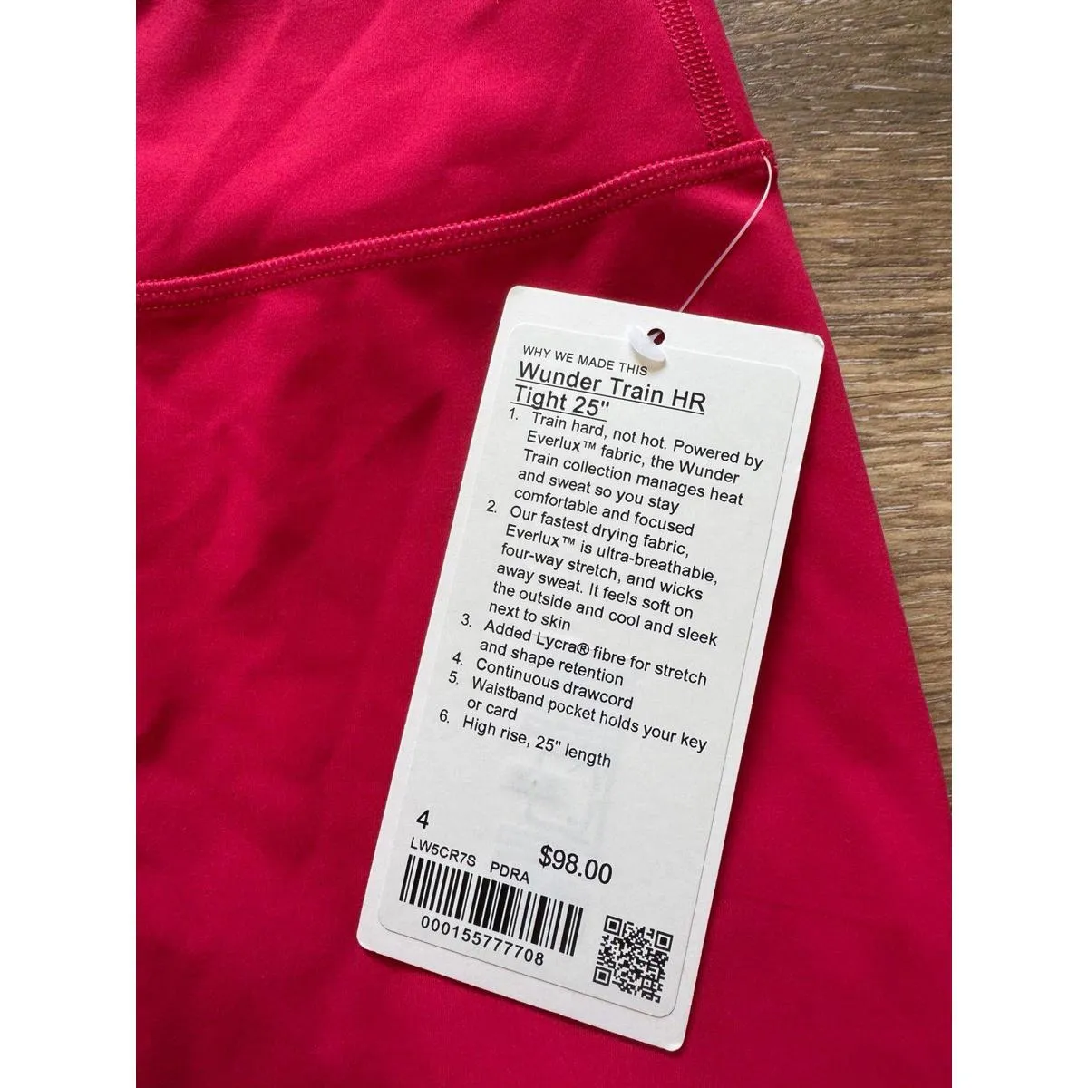 Lululemon Wunder Train High Rise 25” Pink Dragonfruit Size 4 NWT - Image 4