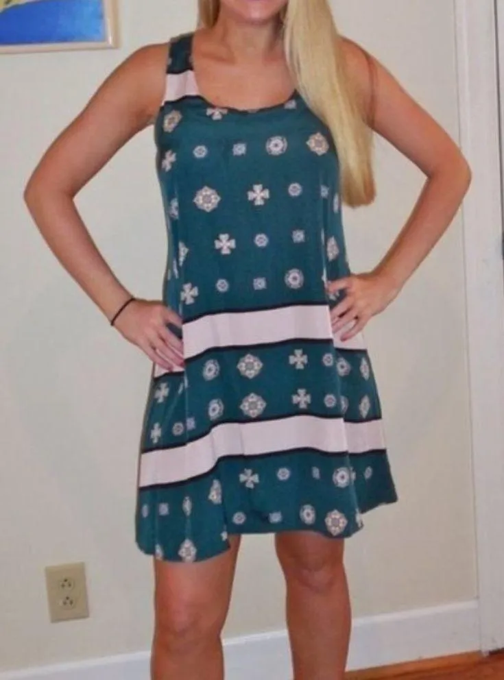 Collective Concepts Mini Dress M Briella Short A-Line Boho Printed Cutout - Image 4