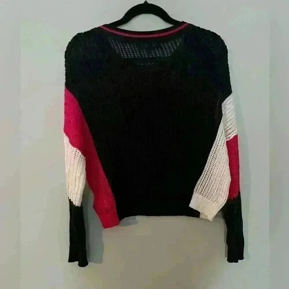 Express Open Stitch Color Block Sweater - Image 3