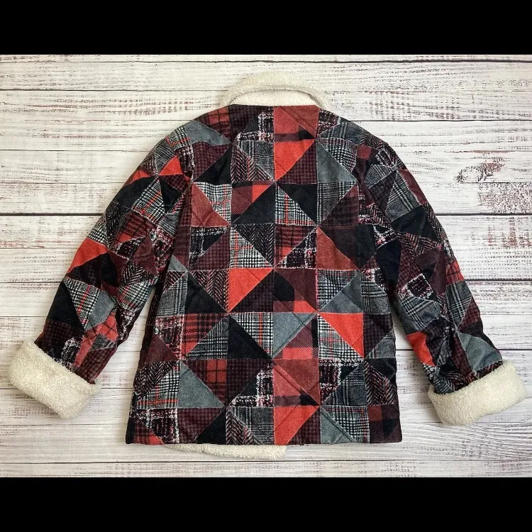 DEREK LAM 10 CROSBY Hayden Quilted Womens Jacket XS Patchwork Faux Fur Coat $795 - Image 7