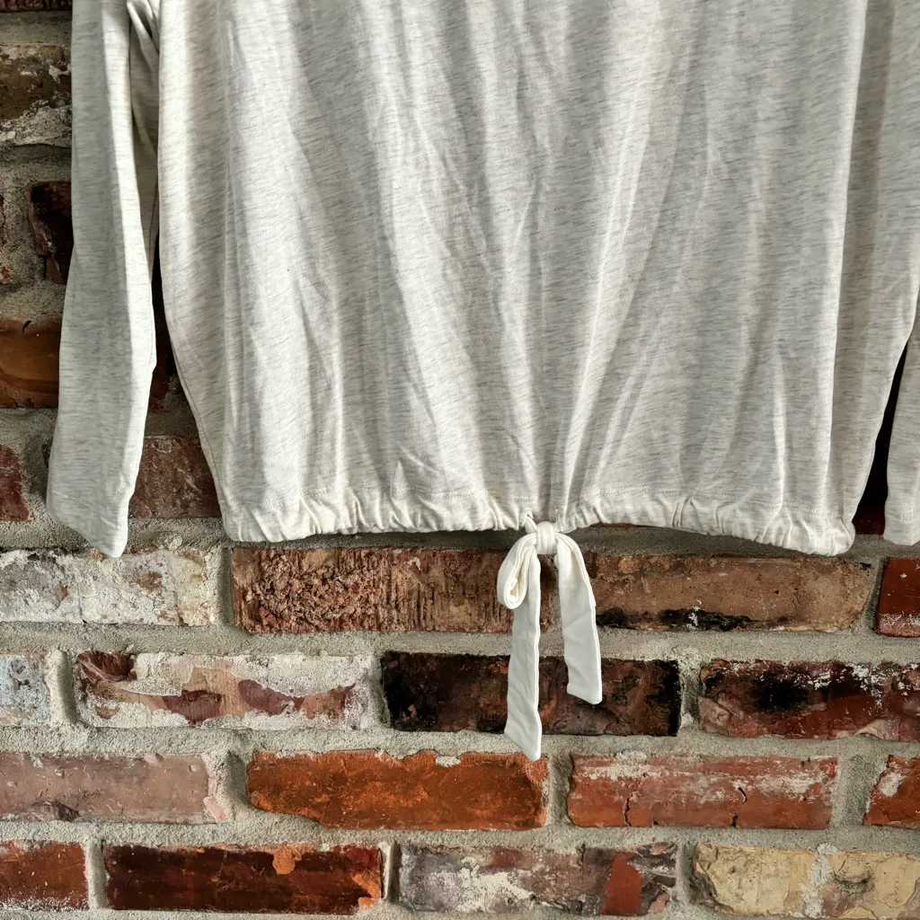 Eberjey Light Gray Tie Front Long Sleeve Shirt Top, S - Image 4