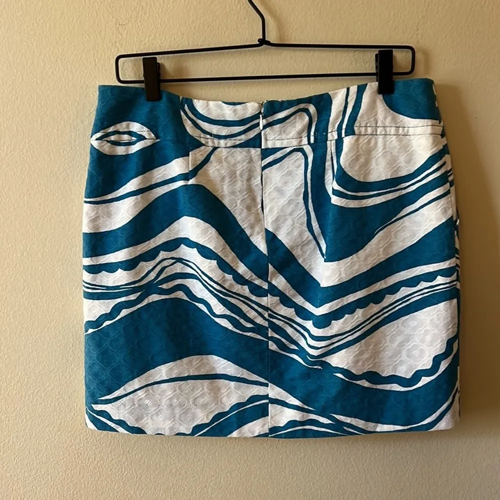 Trina Turk Blue Swirl Print A-Line Skirt Size 12 - Image 6