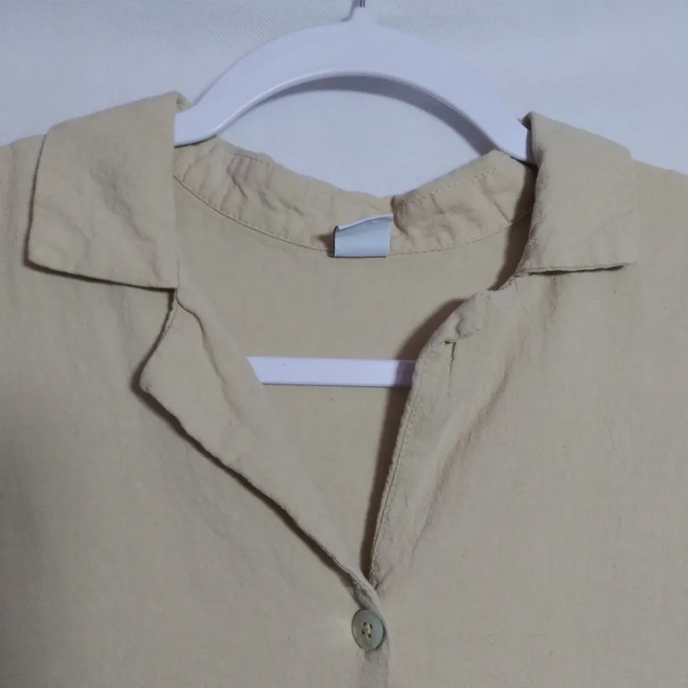 Twik Natural Neutral Babydoll Linen Casual Tan Button - Image 3