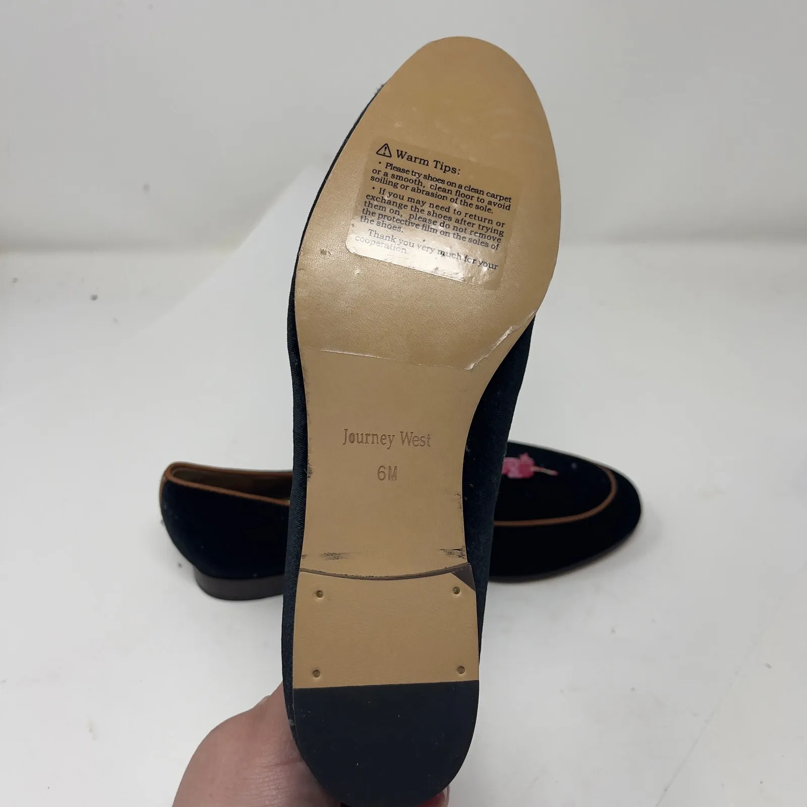 Journey West Loafers Flats Embroidered Ballerina Velvet Shoes Belgian Loafers 6 Black - Image 8