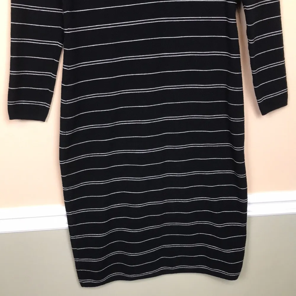 Athleta Women’s Wool Blend Knit Striped Black White Midi Sweater Dress - Image 3