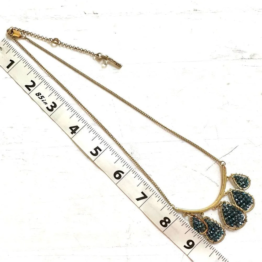 Keneth Cole gold tone blue bead rhinestone necklace - Image 14