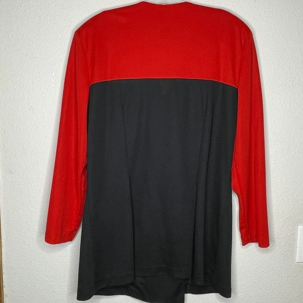 Vintage Lenore S Double Breasted Blazer‎ Red Black Size M - Image 3