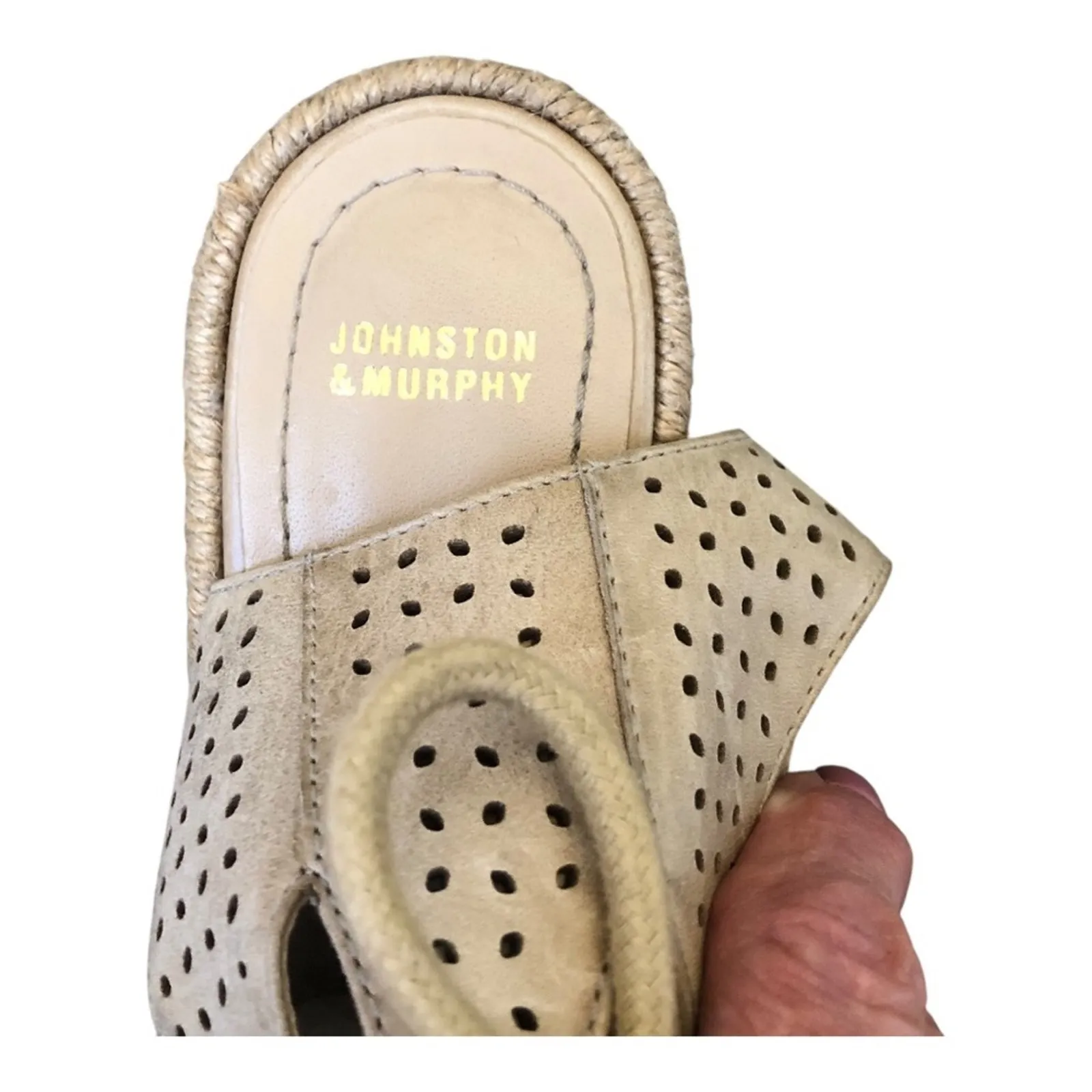 Johnston & Murphy Mandy Espadrille Wedge Sandals Tan 6.5 Lace-Up Preowned - Image 7