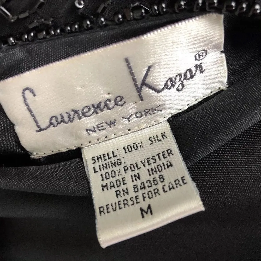 Laurence‎ Kazer All Over Beaded Open Jacket Women Size M Black Silk Formal Party - Image 3