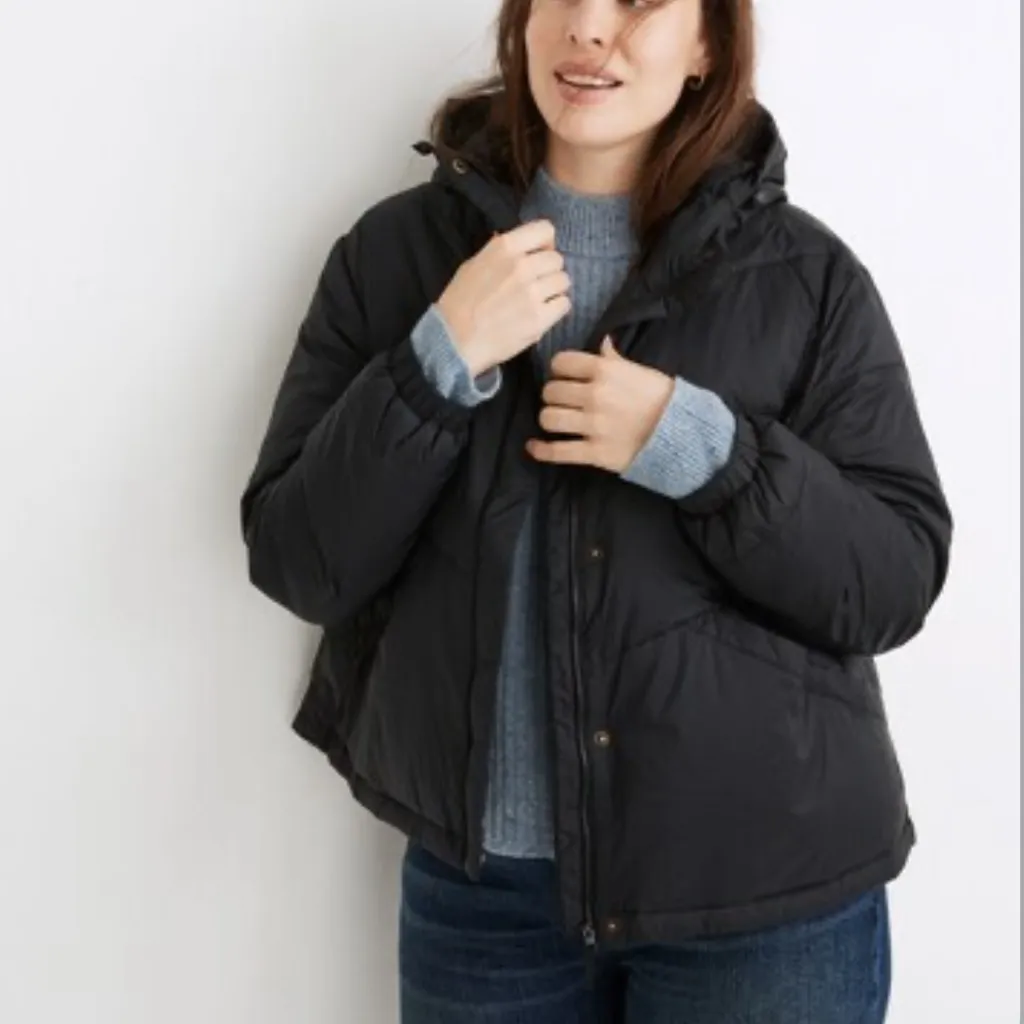 Madewell  Chevron Packable Puffer Jacket in Black - Image 2