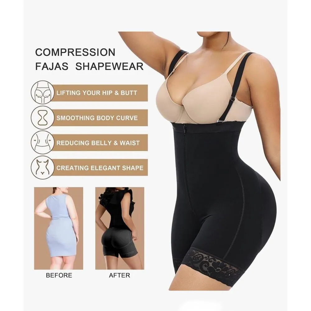 NEW Tummy Control High Compression Body Shaper Hook Crotch L Black Size L - Image 5