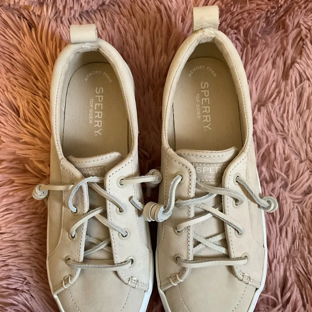 Sperry Crest Vibe Women's Low Platform Leather Sneaker Beige Size 6.5 - Image 4