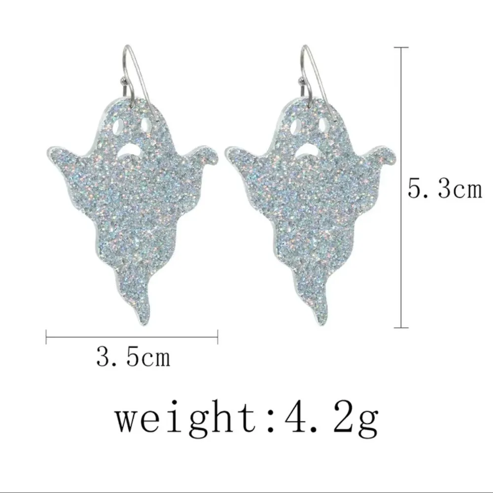 Sparkling Ghost Halloween Dangle Earrings - Image 3